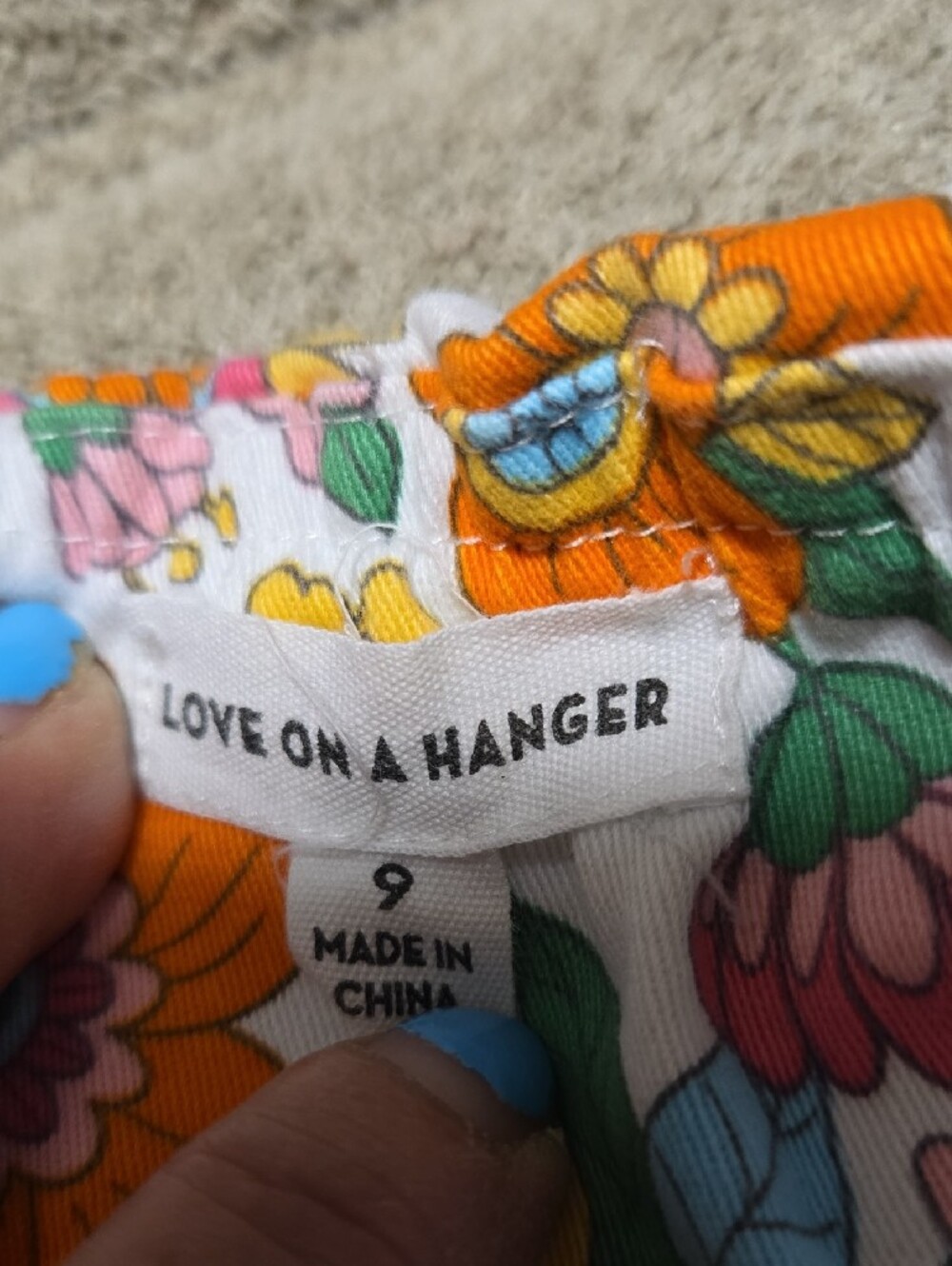 Love On A Hanger Floral Cotton Fabric Skirt Size 9